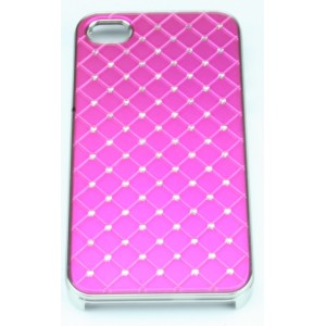 Coque Rose +strass brillant Aluminium Apple Iphone 4 / 4S