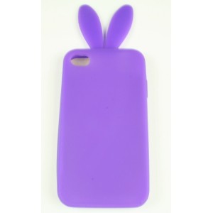 Coque Iphone 4 / 4S Violette Lapin Silicone