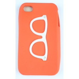 Coque Iphone 4 / 4S Orange Lunette Silicone