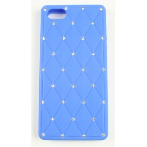 Coque iphone 5 bleu avec strass silicone