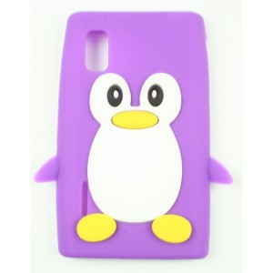 Coque lg optimus l5 violet pingouin Silicone